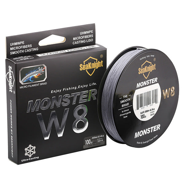 SeaKnight W8 300M 8 Strand Weaves Fishing Lines PE Braided Multifilament Fishing Rope Wide Angle Braided Technology 20-100LB