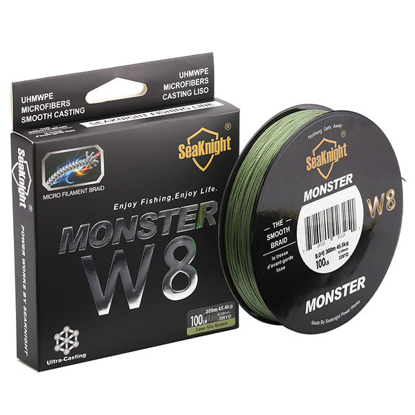 SeaKnight W8 300M 8 Strand Weaves Fishing Lines PE Braided Multifilament Fishing Rope Wide Angle Braided Technology 20-100LB
