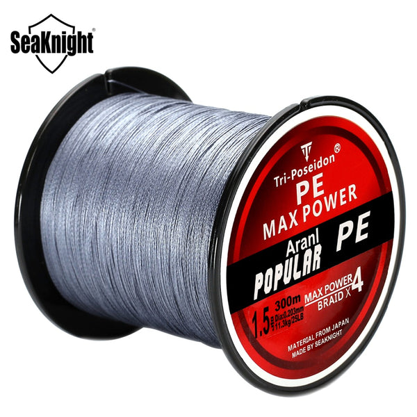 SeaKnight Tri-Poseidon Series 300M 8-60LB PE Braided Fishing Line Multifilament 4 Strands Braid for Sea Carp Fishing Saltwater